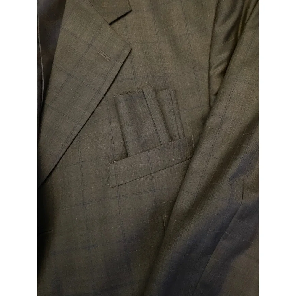Stacy Adams Men's 44R Tan Plaid Blazer Jacket‎ 3 Button Classic Fit